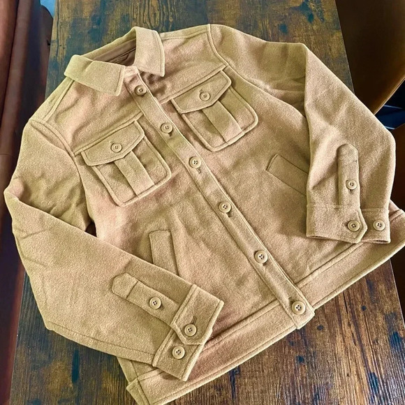 Jcrew Camel Color Shirt-jacket in stretch wool - Picture 8 of 15